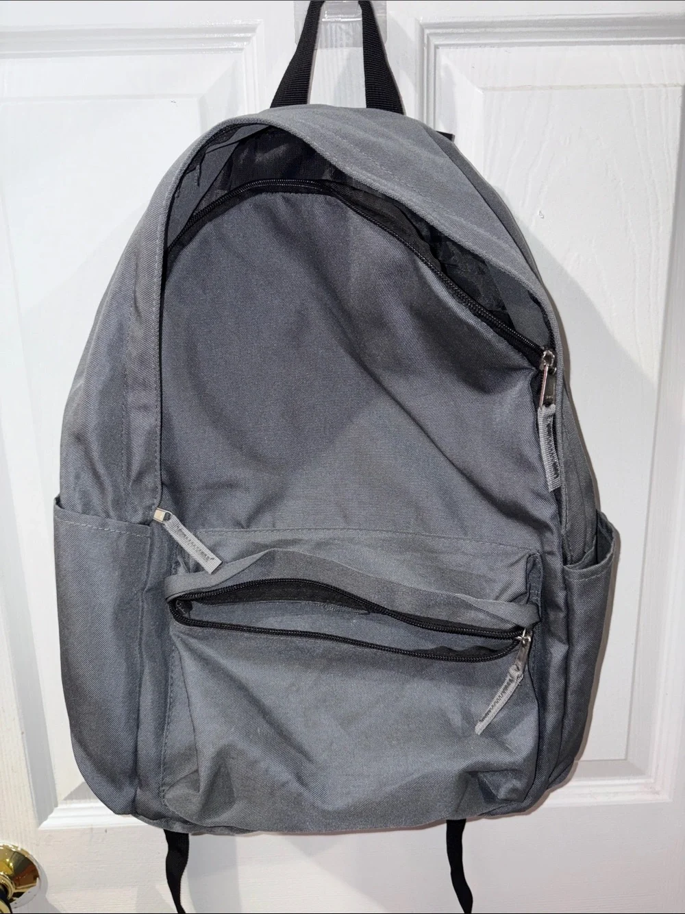 Classic Gray Everyday Backpack with Front Zip Pocket